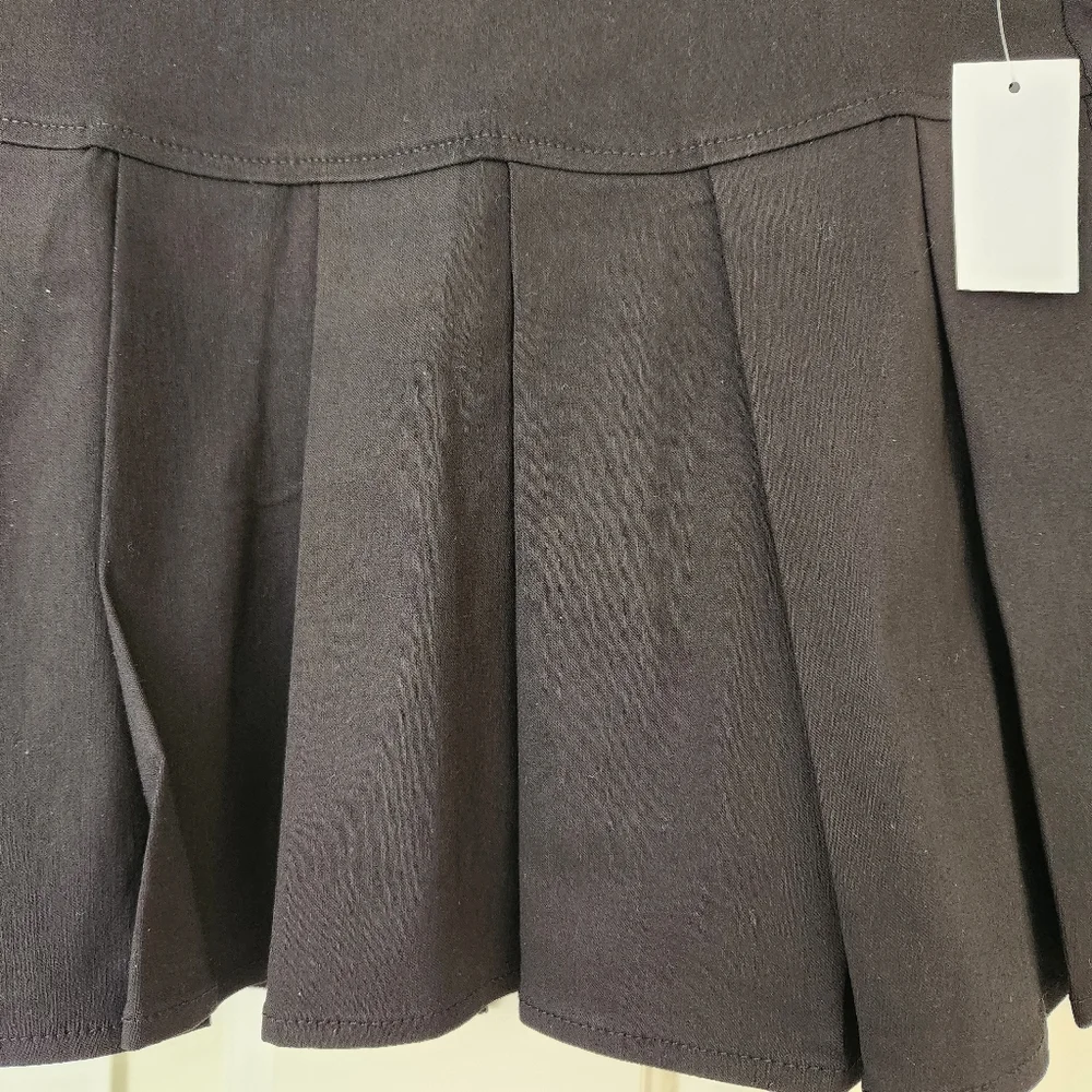 School Girl Pleated Mini Skirt Black Belted Prep School Preppy Academia Small - Picture 9 of 16